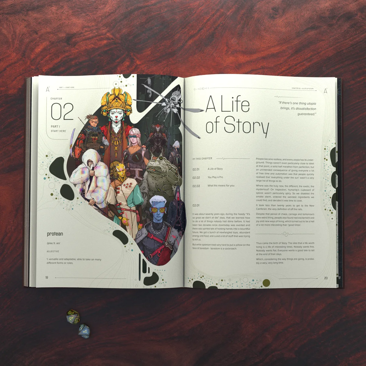 The A⁷ Player's Handbook open at A Life of Story